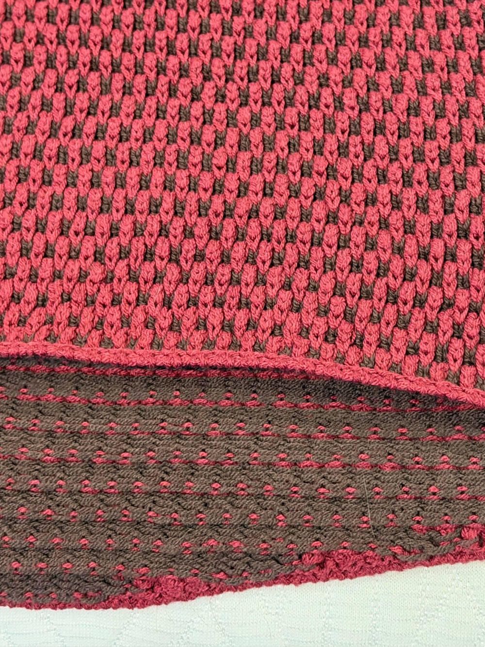 Free People Women's V-Neck Sweater in Red Berry & Brown, Size XS - Picture 3 of 13